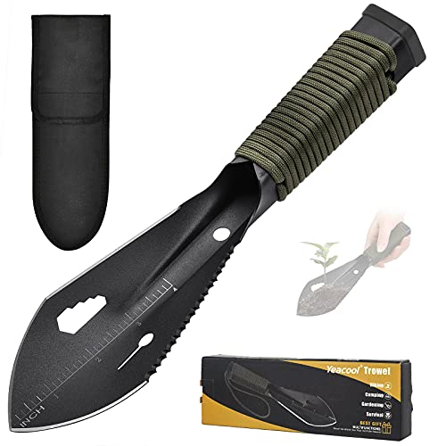 Yeacool Camping Klappbare Militärschaufel Multitool Tactical Army faltbar Spaten Tragbare Überlebens-Kelle für Auto LKW Offroad Metall Detektion, Entrenching, Gartenarbeit, Mini Schaufel schwarz von Yeacool