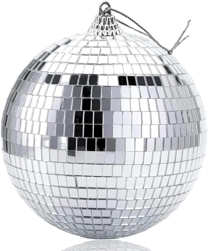 10CM Spiegelkugel,Discokugel,Silberne Hängekugel,Silber Discokugel,Silberne Spiegelkugeln,Spiegel Discokugeln,Klein Spiegelkugel,Disco Ball für Party,Mirrorball,Klassische Discokugel von YeahBoom