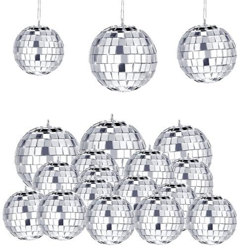Disco Spiegel Ball,15 Stück Spiegel-Diskokugeln,Klassische Discokugel,Mirrorball,Klein Spiegelkugel,Reflektierende Spiegelkugel,Silber DiscokugeSilber Spiegelkugel,Discokugeln von YeahBoom
