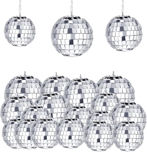Disco Spiegel Ball,17 Stück Spiegel-Diskokugeln,Klassische Discokugel,Mirrorball,Klein Spiegelkugel,Reflektierende Spiegelkugel,Silber DiscokugeSilber Spiegelkugel,Discokugeln von YeahBoom