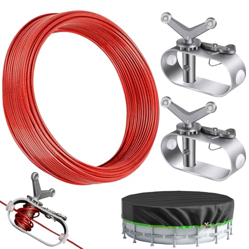 YeahBoom 31m Drahtspannseil für Poolplanen, Drahtseil aus Edelstahl 304 mit Nylonbeschichtung, Spannschloss, Rot, Pool Wire, UFQIHI452, 16er Gauge, Poolabdeckungsdraht von YeahBoom