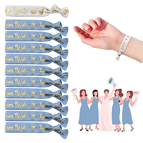 JGA Armbänder Set,1 Bride + 10 Team Bride,Team Bride Armbänder,als Accessoire und Deko zum Junggesellenabschied,für Bachelorette Party,Haargummi Accessoires,Braut Hochzeit,Frauen Dekoration von YeahBoom