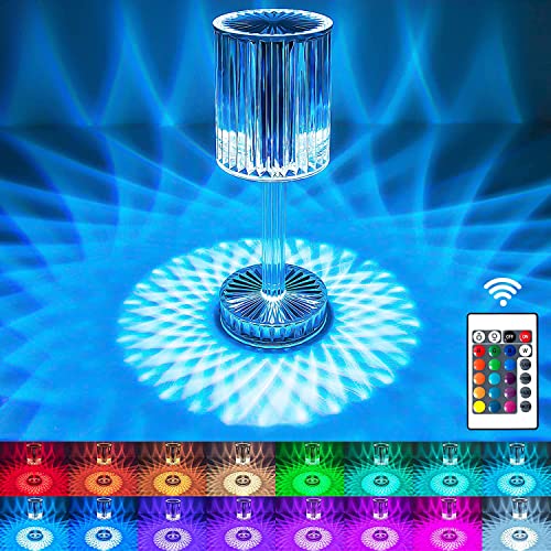 LED Kristall Tischlampe,Kristall Diamant Tischlampe,2000mAH 16 Farben Touching Control Rose Crystal Lampe,Kristall Lampe,Crystal Tischlampe,Nachttischlampe Farbwechsel Nachtlicht für Schlafzimmer von YeahBoom