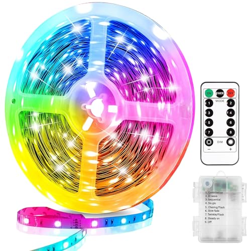 2M RGB LED Strip Batteriebetrieben,8 Modi Selbstklebend Lichtleisten mit Fernbedienung Timer,Dimmbar LED Streifen,Flexibler Schneidbar,für Innen Aussen Schlafzimmer Küche DIY Beleuchtung Deko 2M RGB LED Strip Batteriebetrieben,8 Modi Selbstklebend Lichtleisten mit Fernbedienung Timer,Dimmbar LED Streifen,Flexibler Schneidbar,für Innen Aussen Schlafzimmer Küche DIY Beleuchtung Deko von YeahBoom