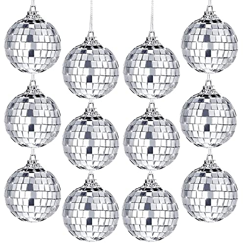 Spiegelkugel,12Pcs Discokugel,4cm Silberne Hängekugel,Silber Discokugel,Silberne Spiegelkugeln,Spiegel Discokugeln,Klein Spiegelkugel,Disco Ball für Party,Mirrorball,Klassische Discokugel von YeahBoom