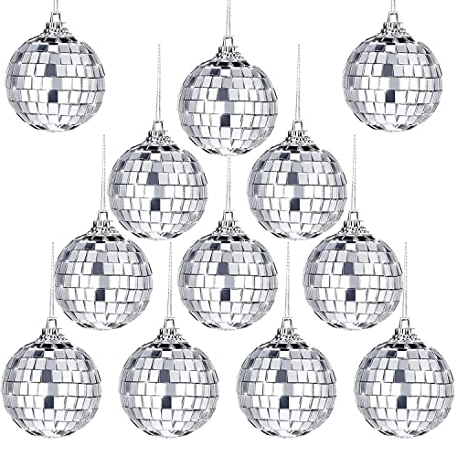 Spiegelkugel,12Pcs Discokugel,5cm Silberne Hängekugel,Silber Discokugel,Silberne Spiegelkugeln,Spiegel Discokugeln,Klein Spiegelkugel,Disco Ball für Party,Mirrorball,Klassische Discokugel von YeahBoom