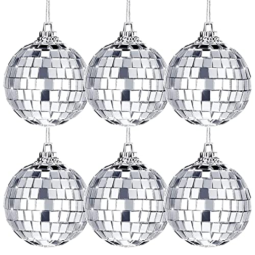 Spiegelkugel,6Pcs Discokugel,8cm Silberne Hängekugel,Silber Discokugel,Silberne Spiegelkugeln,Spiegel Discokugeln,Klein Spiegelkugel,Disco Ball für Party,Mirrorball,Klassische Discokugel von YeahBoom