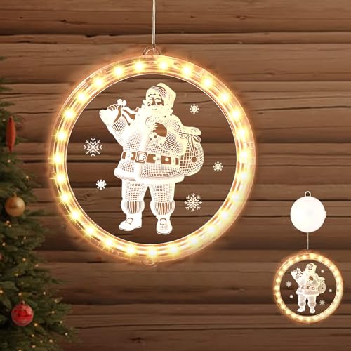 Weihnachten Dekorative Fenster Licht,3D Hängende Lichterkette,Weihnachtsbeleuchtung Hängend Fenster,LED Saugnapf Lichterkette Weihnachten Batteriebetrieben für Innen Außen Weihnachtsfeier Fenster Deko von YeahBoom