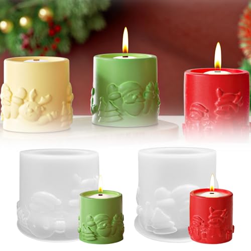 YeahBoom 2 Stück Silikonformen Kerzenhalter Weihnachten,Silikonformen Gießformen,3D Weihnachten Kerzenform,Kerzen Silikonform,Silikonform Weihnachten Kerzen,Weihnachtsbaum Kerzenform für DIY Duftkerze von YeahBoom