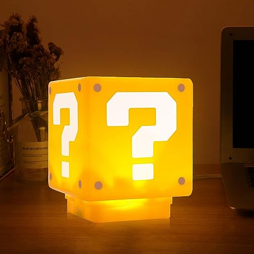 YeahBoom 3D Fragezeichen Soundtrack Laden,Fragezeichen Nachtlicht,3D Fragezeichen Dekorative Ornamente,Tischlampe Fragezeichen-Block,Spiel Fragezeichen Nachtlicht LED,LED Kleines Nachtlicht.(Gelb) von YeahBoom