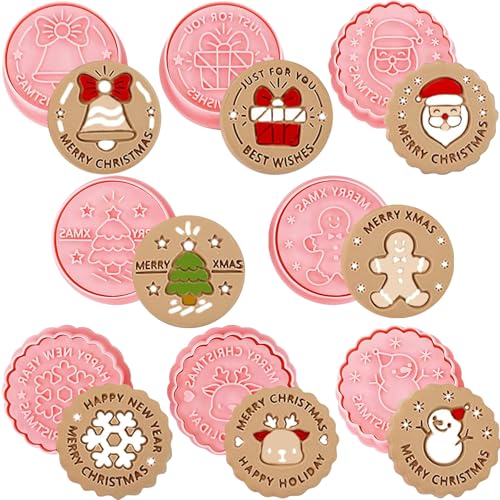 YeahBoom 8 Stück Weihnachtsausstecher,Ausstechförmchen Weihnachten,Weihnachten Keksausstecher,Kunststoff Ausstechformen,3D Plätzchen Ausstecher,Plätzchenformen für Kinder,Kinder Keksausstecher Set von YeahBoom