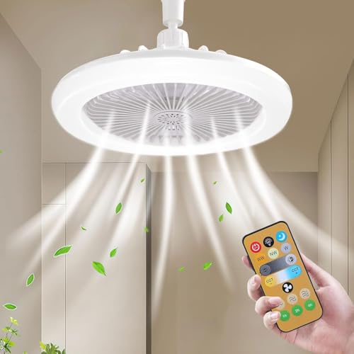 YeahBoom Deckenventilator mit Beleuchtung,Ventilator lampe,Deckenventilator mit LED Licht E27,30W LED Deckenleuchte mit Ventilator,Leiser Deckenventilator mit Licht & Fernbedienung für Schlafzimmer von YeahBoom