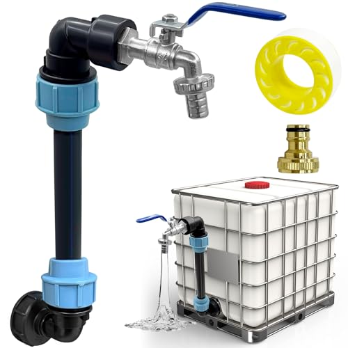 YeahBoom IBC Tank Schwanenhals,IBC Schwanenhals 3/4" Auslaufhahn,IBC Container S60x6 3/4 Zoll Wasserhahn,IBC Adapter mit Schwanenhals Messing Wasserhahn für 1000L Regenwassertank, IBC Wasserhahn von YeahBoom