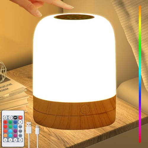 YeahBoom LED Nachttischlampe Touch Dimmbar,Holzmaserung Nachtlicht,Touch Night Light Table Stimmungslampe,RGB Holzmaserung Nachtlicht,Stimmungslichter für Schlafzimmer,Kristall Diamant Tischlampe von YeahBoom