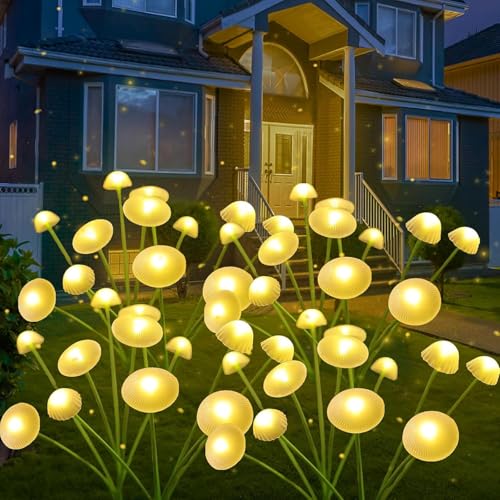 YeahBoom Solar Quallen Lichterkette,4 Stück Solarlampen für Außen,Quallen Pilz LED Gartenleuchten,Solar Gartenleuchte Wasserdicht Solarlampe,für Außen Gartendeko,Strauchwerk,Terrasse,Hof von YeahBoom
