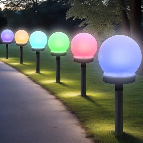YeahBoom Solarlampen für Außen Kugel,10 Stück LED Gartenleuchten Solar Farbwechselnde,Solar Gartenleuchte Wasserdicht Solarlampe,für Terrasse Gehwege Hof Gartendeko von YeahBoom