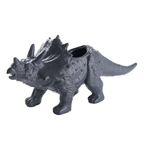 Yeahdor Mini Bonsai Kaktus Topf Dinosaurier Vase aus PVC Blumentöpfe Sukkulente Pflanzen Topf Schreibtisch, Büro Dekoration, Mehrfarbig Grau Triceratops One Size von Yeahdor