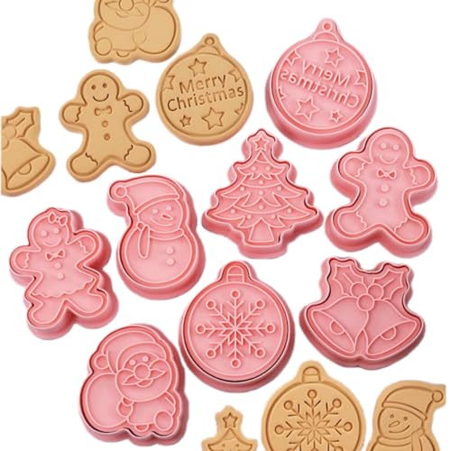 Yealoo Ausstecher Weihnachten 8 PCS Set,Weihnachten Plätzchenform Plätzchen Ausstecher,3D Kunststoff Weihnachten Keksausstecher Stempel Ausstechform (Weihnachten Set G) von Yealoo
