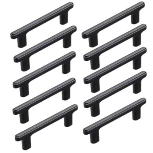 10 Stück schwarze Küchentürknauf-Löcher in der Mitte, 128 mm, schwarze Küchenschrankgriffe, Zinklegierung, Kleiderschrank, Schublade, Weinschrank, Badezimmerschrank, Hardware-Griffe. von Yeandshi
