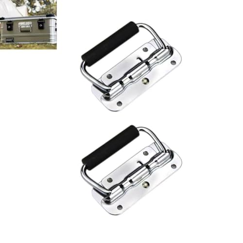 2 Boxengriffe, klappbar, aus Metall, 100 x 41 mm, Eisen, verchromt, federbelasteter Flugkastengriff mit Gummigriff, für Werkzeugkasten, Aufbewahrungsbox, Gepäck, Hardware-Ersatz. 2 Boxengriffe, klappbar, aus Metall, 100 x 41 mm, Eisen, verchromt, federbelasteter Flugkastengriff mit Gummigriff, für Werkzeugkasten, Aufbewahrungsbox, Gepäck, Hardware-Ersatz. von Yeandshi