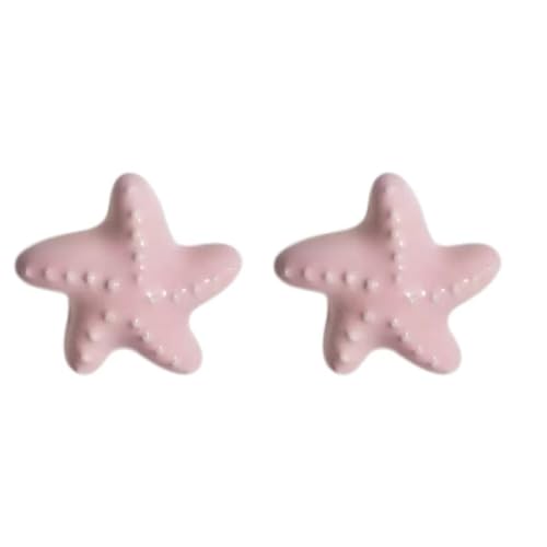2 Stück hellrosa von niedlichen glänzenden Keramik-Türgriffen in Seestern-Form, niedliche Türgriffe, Schränke, Kleiderschränke, Keramikschubladen, Küchen-Schminktisch, Kinderzimmerknäufe. von Yeandshi