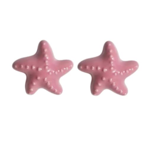 2 Stück niedliche glänzende Keramik-Türgriffe in Seestern-Form, für Schränke, Kleiderschränke, Keramikschubladen, Küche, Waschtisch, Kinderzimmer, Rosa, 2 Stück von Yeandshi