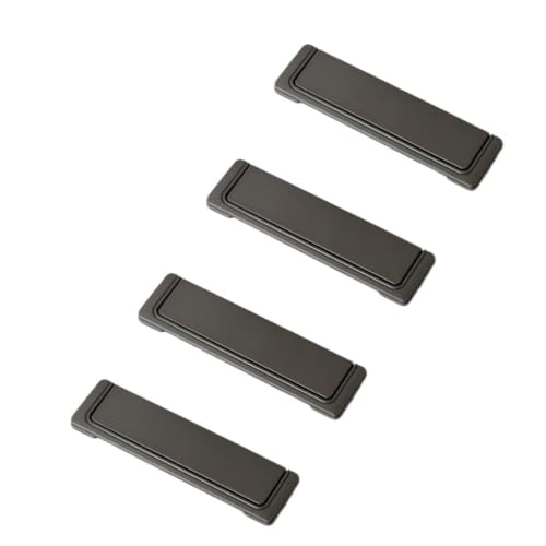 4 Stück Bündiggriffe, grau, 128 mm Lochabstand, verdeckte, quadratische Zugring-Griffe für Schranktüren mit Schrauben, geeignet für Kommoden. von Yeandshi