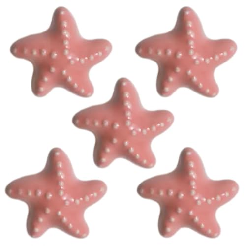 5 Stück Wassermelonen-Rot von niedlichen glänzenden Keramik-Seestern-förmigen niedlichen Türgriffen, Schränken, Kleiderschränken, Keramikschubladen, Küchen-Schminktisch, Kinderzimmerknäufe. von Yeandshi