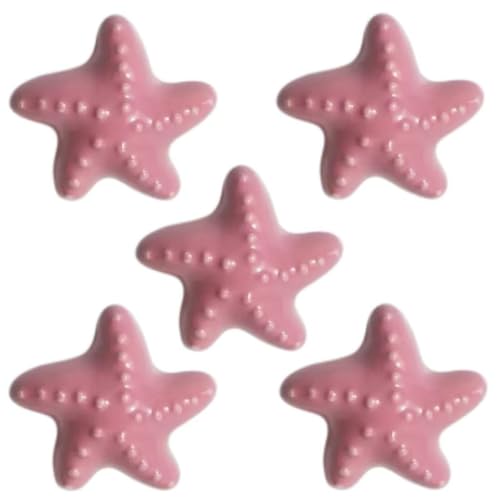5 Stück niedliche glänzende Keramik-Türgriffe in Seestern-Form, für Schränke, Kleiderschränke, Keramikschubladen, Küche, Waschtisch, Kinderzimmer, Rosa, 5 Stück von Yeandshi