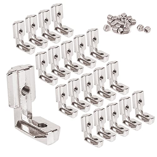 20X T-Nut T Slot 90° L-Form Innenwinkel, Außenwinkel Zinklegierung Aluprofil Nut 8 M6, Winkelverbinder Innenverbindung mit Schraube für 30er/ 40-er Profilverbinder (20 Stück Nut 8 M6 für 40-er) von Yearninglife