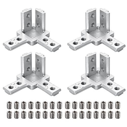 4 Stück 3-Weg Eckverbinder Profilverbinder, 3D Winkelverbinder Verbinder Halter Mit Schrauben Für 20mm/30mm/40mm Nut 6 Aluprofil (3030 Nut8 M6) von Yearninglife