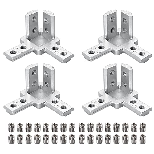 4 Stück 3-Weg Eckverbinder Profilverbinder, 3D Winkelverbinder Verbinder Halter Mit Schrauben Für 20mm/30mm/40mm Nut 6/8 Aluprofil (3030 Nut8 M6) von Yearninglife