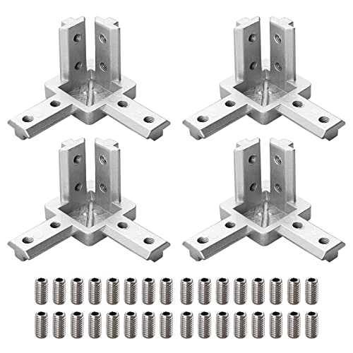 4 Stück 3-Weg Eckverbinder Profilverbinder, 3D Winkelverbinder Verbinder Halter Mit Schrauben Für 20mm/30mm/40mm Nut 6/8 Aluprofil (4040 Nut8 M6) von Yearninglife