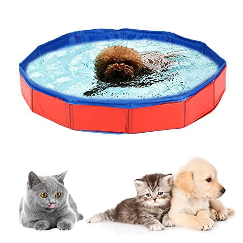 Faltbar Hundepool, Hundepool Schwimmbad für Hunde und Katzen，PVC rutschfeste Schwimmbecken ​mit Wasserablassventil für Hunde Katze, Kleine Haustiere, Kinder Badewanne (30 * 10 cm) von Yearninglife