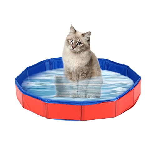 Faltbar Hundepool, Hundepool Schwimmbad für Hunde und Katzen，PVC rutschfeste Schwimmbecken ​mit Wasserablassventil für Hunde Katze, Kleine Haustiere, Kinder Badewanne (50 * 8 cm) von Yearninglife