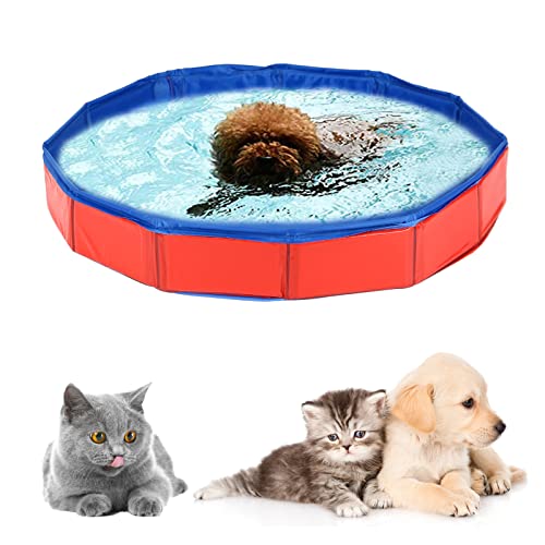 Faltbar Hundepool, Hundepool Schwimmbad für Hunde und Katzen，PVC rutschfeste Schwimmbecken ​mit Wasserablassventil für Hunde Katze, Kleine Haustiere Badewanne (30 * 10 cm) von Yearninglife