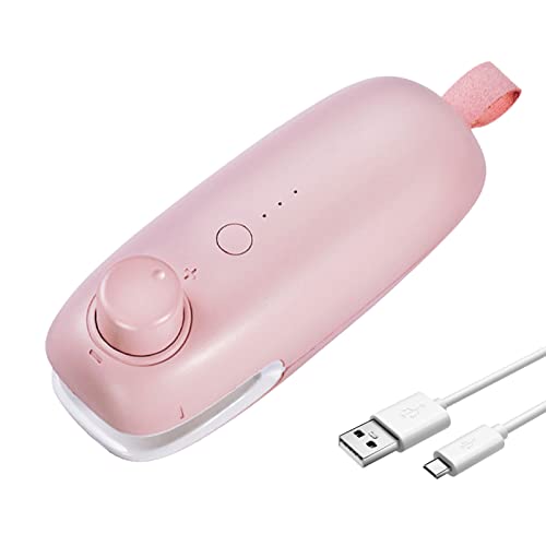 Mini Folienschweißgerät,2 in 1 USB Bag Sealer, USB Wiederaufladbar Mini Folienschweißgerät Versiegelungsmaschine,3 Temperaturverstellung Modus, Hand Vakuumiergerät für Plastikbeutel (Pink) von Yearninglife