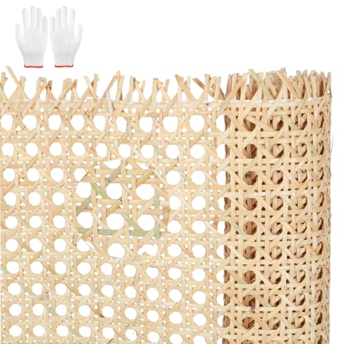 Natürliches Rattan-Gurtband, Cane Webbing Rattan Roll, Natürliches Rattan Webbing Geflecht, Geflecht Wabengeflecht aus Stuhlflechtrohr Natur Rattan Gurtband für Möbel, Stühle, Schränke (45CM, 100) von Yearninglife