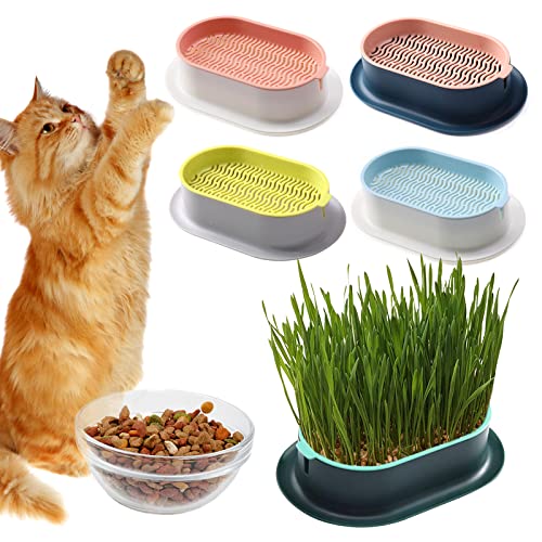 Sprouter-Tablett 5 Katzengras-Pflanzschale -Katzenminze Katzengras- Bodenfreie Katzenpflanzen-Pflanzkiste Kindergarten-Katzenpflanze Für Katzen Hunde Andere Haustiere Cat Grass Pot von Yearninglife