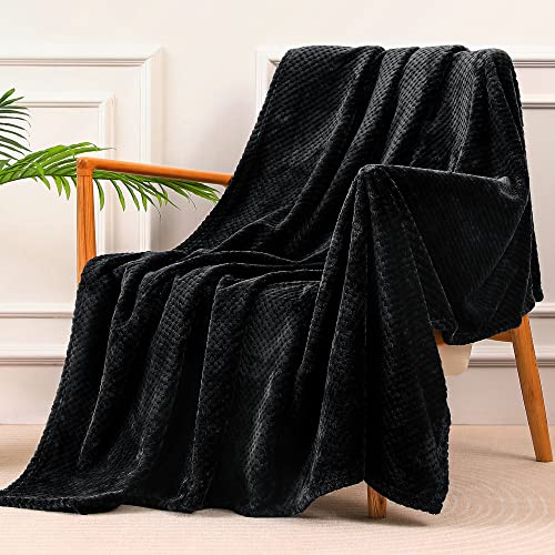 Yebeda Kuscheldecke Waffel 150x200 cm Schwarz Warme Fleecedecke/Wohndecke/Sofadecke - Superweiche, Kuschelige & Angenehme Mikrofaser Flanell-Decke von Yebeda