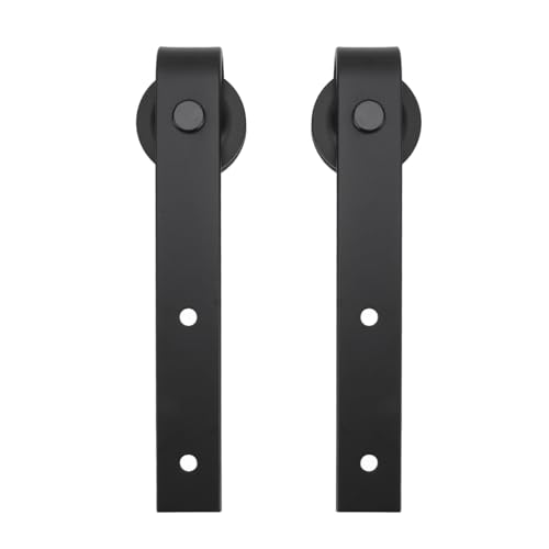 Yechiry 1 Paar Tür Schieber Rollen Hängende Schiene Riemenscheibe, Kohlenstoffstahl -Scheunentür -Hardware -Rad Set, Scheunentor -Schiebetkit mit Klassischem Rustikalem Design für (BLACK) von Yechiry