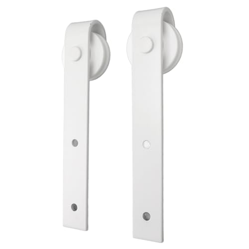 Yechiry 1 Paar Tür Schieber Rollen Hängende Schiene Riemenscheibe, Kohlenstoffstahl -Scheunentür -Hardware -Rad Set, Scheunentor -Schiebetkit mit Klassischem Rustikalem Design für (WHITE) von Yechiry