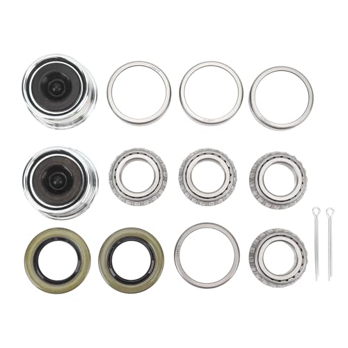 Yechiry 2 Set Trailer Wheel Hub-Hub-Lager Kit, L44643, L44610, 12192TB Anhängerachse Staubkappe, Cotter-Stift, Gummistopfen mit 14 Teilen für 1 Zoll 2000-2200 Lb Boot Anhängerachse Achse von Yechiry