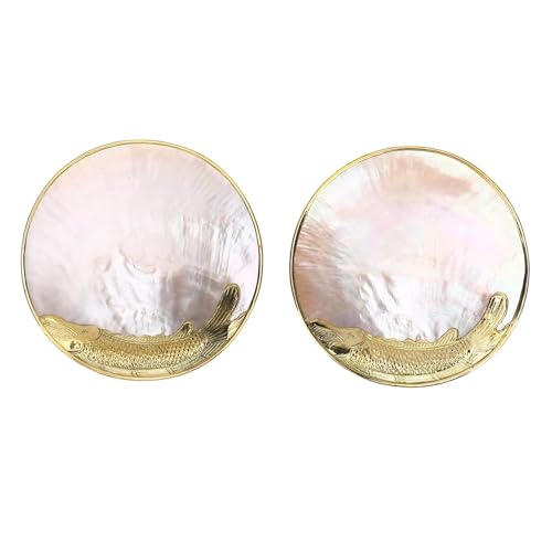 Yechiry 2 Stück Muscheln Schale mit Muscheln Schmuckschale mit Goldenem Rand Dekoratives Tablett Ringhalter aus Muscheln für Geburtstage Heimdekoration Pearl Mother Handwerkskunst von Yechiry