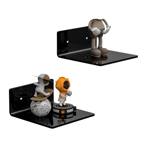 Yechiry 2pcs Kleine Schwimmende Regale, Acryl ohne Bohrem Wandmontage Mini Aufbewahrungsregal Hängende Regale Regalhalterungen mit Klebstoff für Sammlerstücke Display (C) von Yechiry