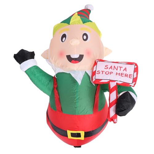 Yechiry 3,9 Ft Aufblasbare Weihnachtsdekoration mit Weihnachtsmann, Süßer Weihnachtself mit Schild Weihnachtself Wetterfest und Wasserabweisend für Feiertage Partys Veranstaltungen (EU -Stecker von Yechiry