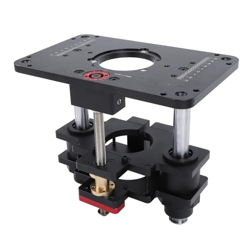 Yechiry 3-1/2-Zoll-Durchmesser-Motor Router Einsatzplattenhebekit, 9-1/4x11-3/4 Tafel 3-Stück-Einsatzringe, Kurbelfeinung, Schnelle Hebefunktion, Sockelfixer (65mm Klemme) von Yechiry