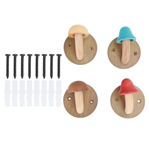 Yechiry 4 Stück Pilz-Wandhaken, Bunte Handtuchhaken aus Holz mit 8 Metallschrauben, Niedliche & Lustige Wanddekoration Für Kinderzimmer, Wohnzimmer, zum von Handtüchern, Bürsten Yechiry 4 Stück Pilz-Wandhaken, Bunte Handtuchhaken aus Holz mit 8 Metallschrauben, Niedliche & Lustige Wanddekoration Für Kinderzimmer, Wohnzimmer, zum von Handtüchern, Bürsten von Yechiry
