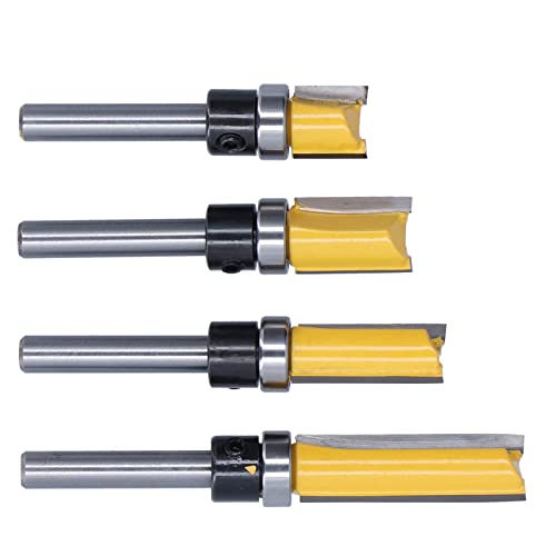 Yechiry 4PCS -Trimmscharnier -Router Bit, Spülen Trimmbohrbohrer, Wolframstahl, Ideal für Holz, MDF, Laminat, Sperrholz, 1/4 Zoll von Yechiry
