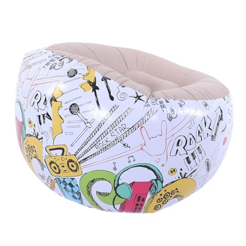 Yechiry Aufblasbarer Sitzsack, Tragbarer Beflockter Aufblasbarer Stuhl, Ergonomisches Plüschballsofa mit Doodle-Oberfläche, Bequemes Haushalts-Lazy-Sofa für Wohnzimmer, Balkon von Yechiry